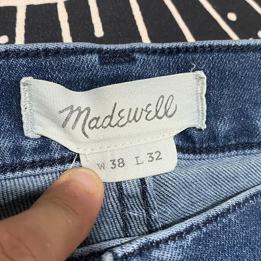Madewell Straight Jeans Men's 38x32 Blue Cotton Denim Slim Fit Workwear Stretch